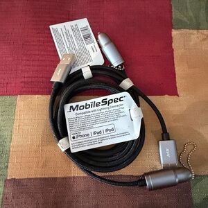 MobileSpec Bullet USB-A to Lightning charging cable. NWT 2 Pack